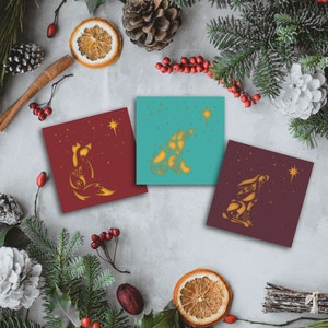 Lot de 3 cartes de Noël // Observation des étoiles, Découpe laser, Fait main, Cartes vierges, Cartes de voeux, Carte Papercut