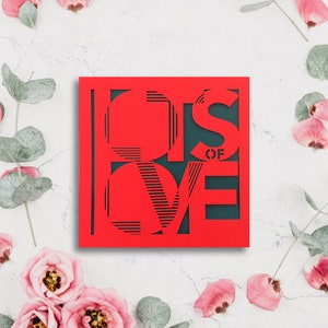 Carte Lots of Love // Carte d'amour, Relation, Amitié, Famille, Fait main, Carte de voeux, Carte vierge, Découpée au laser, Carte papercut