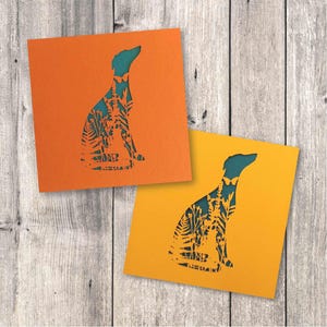 Carte Whippet/ Lurcher/ Greyhound/ Saluki // carte chien, carte vierge, faite main, découpée au laser, carte découpée dans du papier