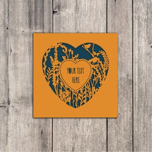 Personalised Wild Flower Heart Card // 3 colours available, Handmade, Flowers, Botanical, Love, Custom text, Any occasion, Papercut card