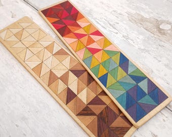 Marcador de madera caleidoscopio personalizado: arcoíris o degradado natural