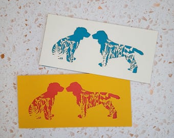 Tarjeta de felicitación de Spaniel: Tarjeta floral para amantes de los perros