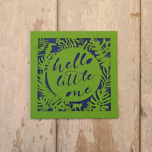 New Baby Jungle Card // Regenwald Baby Karte, Hallo Kleine, tropische Baby Karte
