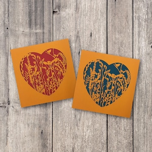 Carte coeur fleurs sauvages bleu sarcelle ou écarlate//carte coeur Saint-Valentin, carte coeur amour