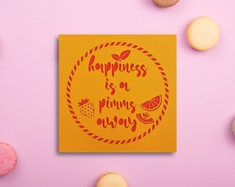 Pimms Cocktail Card: Lasercut Handmade Greeting Card