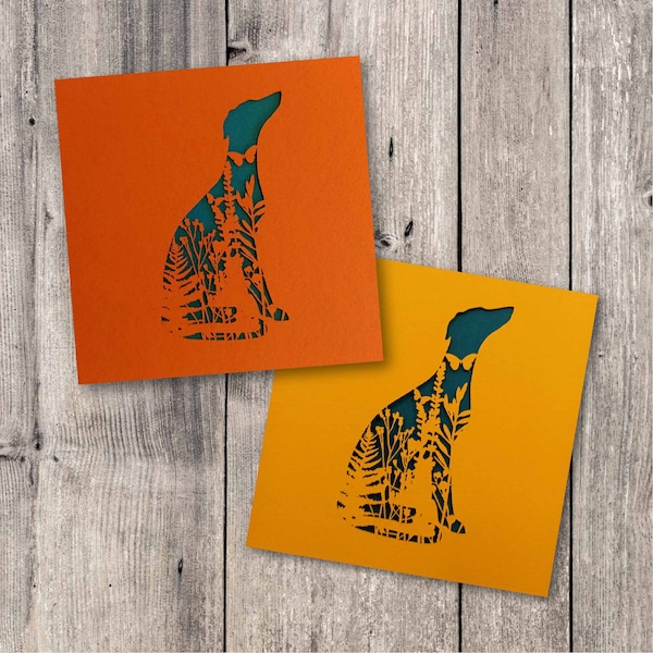 Whippet/ Lurcher/ Greyhound/ Saluki card // dog card, blank card, handmade, laser cut, papercut card