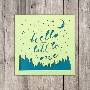 Carte bébé aventure // Camping, Nuit étoilée, Vive la vie dehors, Bonjour tout-petit, Carte vierge, Fait main, Découpe laser, Carte papercut