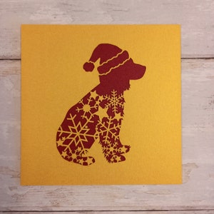 Weihnachtsarbeit Cocker/Springer/Sprocker Spaniel Grußkarte,// Festliche Spaniel Karte, Neuheit Spaniel Karte