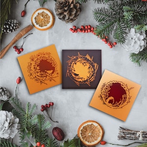 Ensemble de 3 cartes de couronne florale de Noël // Thème de Noël, Découpe laser, Fait à la main, Cartes vierges, Cartes de vœux, Couronne, Floral, Carte Papercut