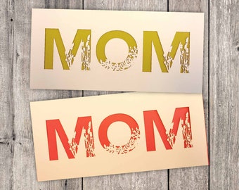 Mom Greetings card // Wild flowers, Mother's Day Card, Blank card, Laser cut, Papercut card