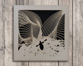 Kayaker Card // Kayaking, Extreme sports, Greeting card, Blank card, Laser cut, Handmade, Papercut card