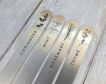 Stainless Steel Herb Labels, metal plant stakes, gift for gardener, kitchen garden gifts, gift for mum