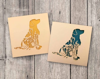 Golden or Teal Labrador Greetings Card // Blank card, Labrador, Dog, Laser cut, Handmade, Papercut card