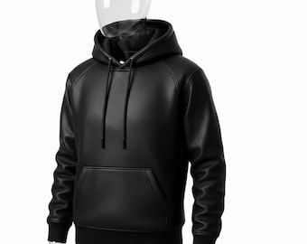 Handmade Lambskin Leather Hoodie | Men's Pullover Sweatshirt