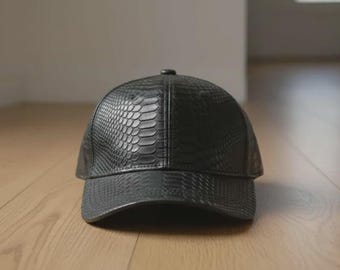 Embossed Snake Leather Baseball Cap – Adjustable Streetwear Hat