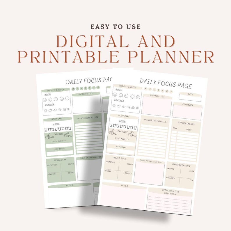 Daily Digital Planner PDF | Printable & Tablet Planner | A4 US Letter ...