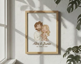 Custom Cartoon Portrait From Photo, Personalized Family & Pet Art, Digital Download, Mothers Day Gift