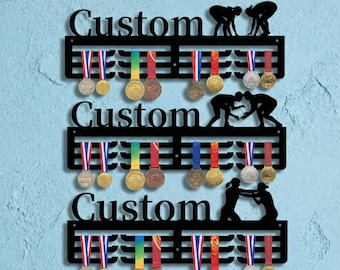 Gepersonaliseerde worstelmedaillehouder, aangepaste worstelaar naam medaillerek, worstelaar cadeau, sportmedaille hanger