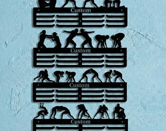 Gepersonaliseerde worstelmedaillehouder, aangepaste worstelaar naam medaillerek, worstelaar cadeau, sportmedaille hanger