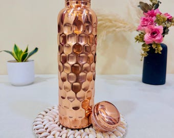 100% Pure Copper Water Bottle – Handmade Ayurvedic Drinkware, Leak-Proof & Traditional Wellness