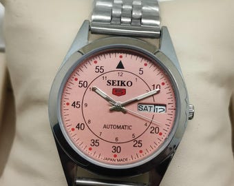 Classic Pink & Silver Seiko 5 refurbished- The Ultimate Executive Men’s Watch
