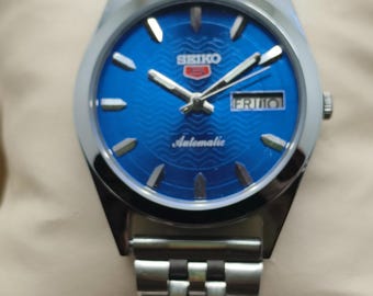 Classic blue & Silver Seiko 5 refurbished- The Ultimate Executive Men’s Watch