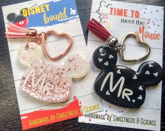 Mickey Bride Keychain | Mickey Groom Keychain | Mickey Wedding Keychain |Hidden Mickeys | Bag Charm | Resin Keychain | Disney Keychain