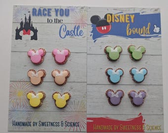 Pastel Mouse Head Stud Earrings | Handmade Resin Minnie-Inspired Earrings | Disneybound Jewelry | Cute Spring Earrings | Gift for Disney Fan