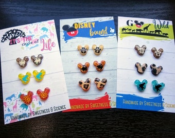 Animal Kingdom Earrings | Disney Jewelry | Disney Earrings | Resin Earrings | Mickey Earrings | Disney Reveal Gift | Stud Earrings