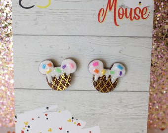 Mickey Mouse Ice Cream Earrings | Disney Gift Idea | Park Treat Studs | Sweet Treat Earrings | Disney World Mickey Summer Earrings