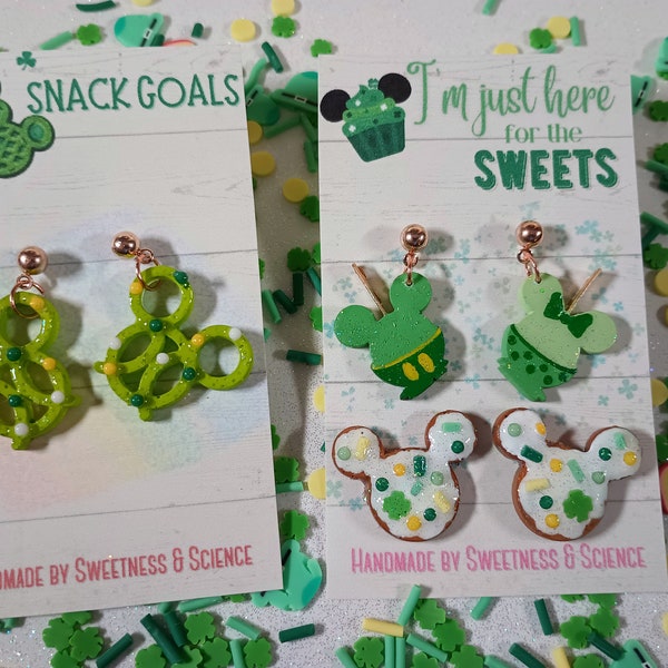 Mickey Snack Earrings | Disney Jewelry | Disney Earrings | Resin Earrings | Irish Jewelry | Disney Snacks | Patricks Earrings | St. Patty's