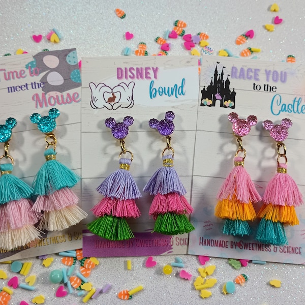 Mickey Mouse Tassel Earrings | Disney Jewelry | Disney Earrings | Easter Disney | Easter Tassel Earrings | Easter Earrings | Tiered Tassels