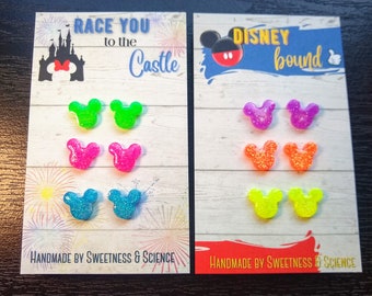Mickey Mouse  Earrings | Disney Jewelry | Disney Earrings | Resin Earrings | Electrical Parade | Disney Reveal Gift | Stud Earrings