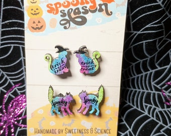 Halloween Cat Stud Earrings | Spooky Kawaii Kitty