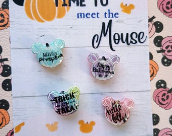 Mickey Pumpkin Halloween Earrings | Disney Jewelry | Disney Earrings | Resin Earrings | Halloween Earrings | Mickey Glitter Earrings