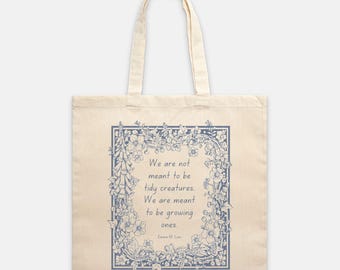 fourre-tout à citation d'Emma M Lion | Cadeau pour amoureux des livres | Fleurs