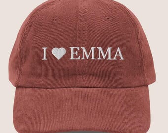 I coeur casquette Emma | Emma M. Lion | Cadeau brodé | Casquette en velours côtelé