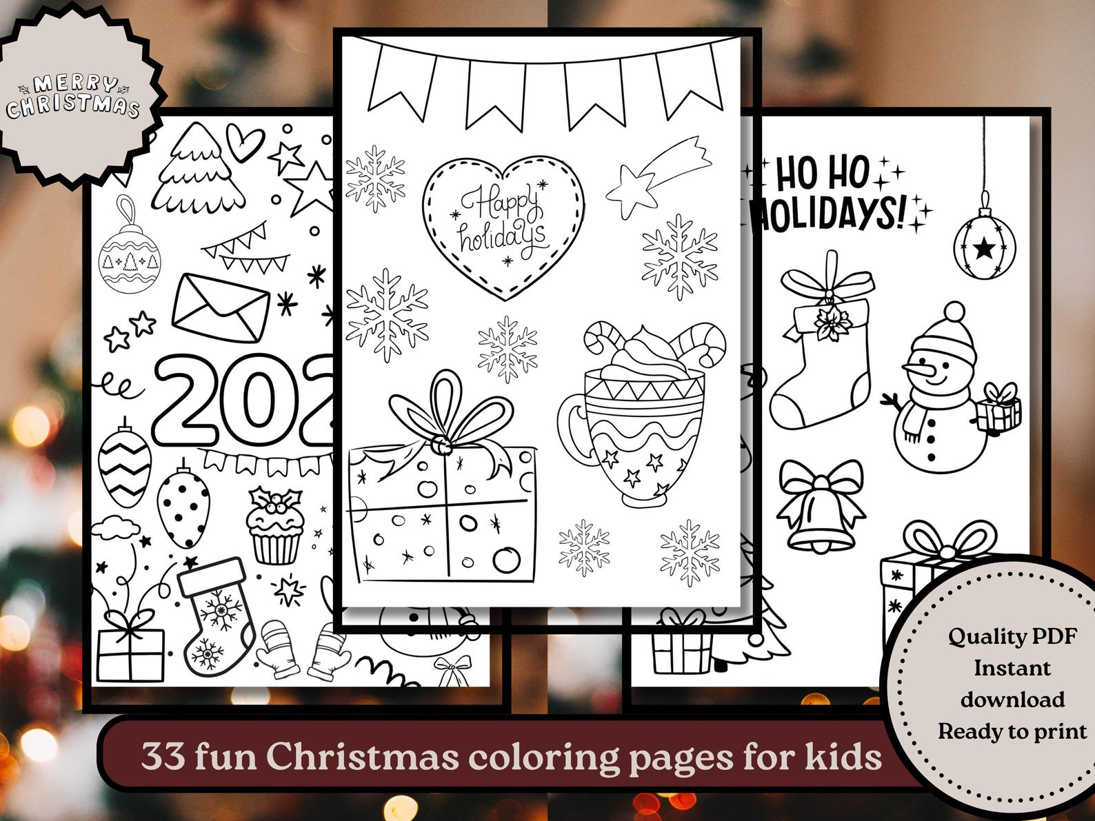 33 Christmas Coloring Pages | Printable Holiday Fun | Easy Activity for ...