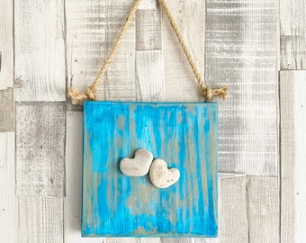 Pebble Hearts Wooden Picture