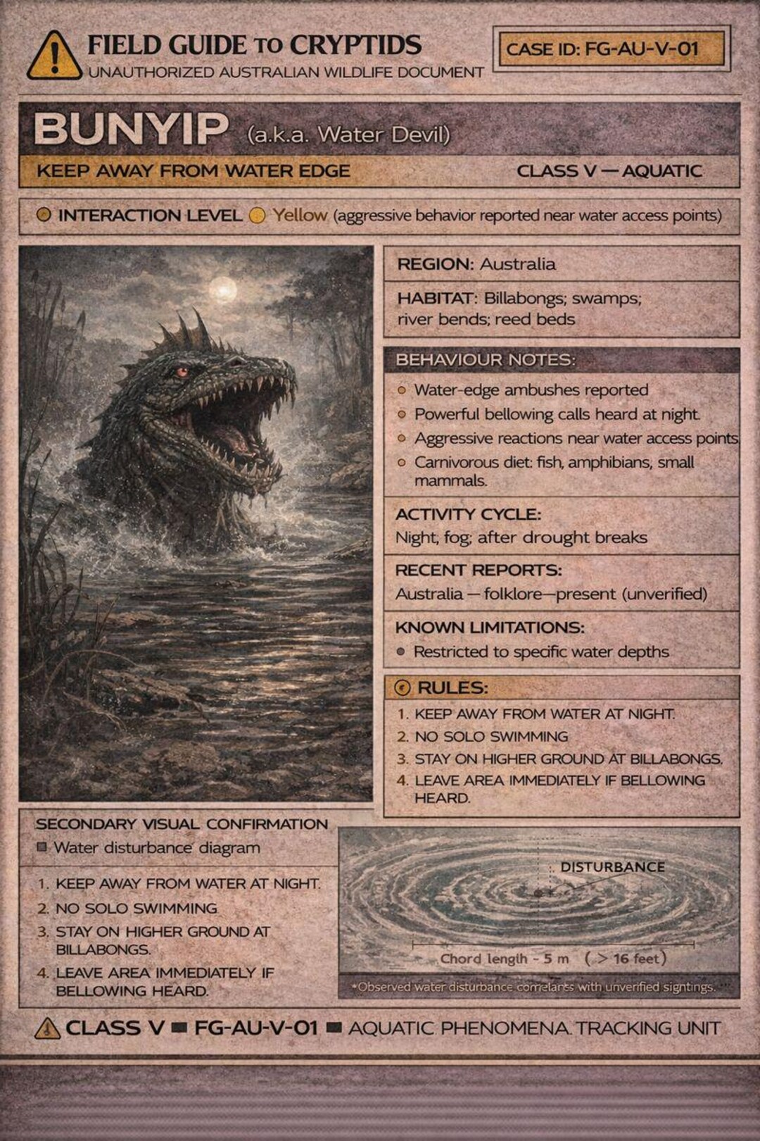 Bunyip Cryptid Field Guide Poster Australian Swamp Monster ...