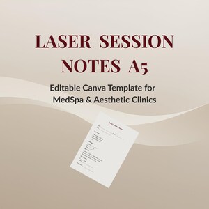 Laser Session Notes A5 MedSpa Editable Canva Template