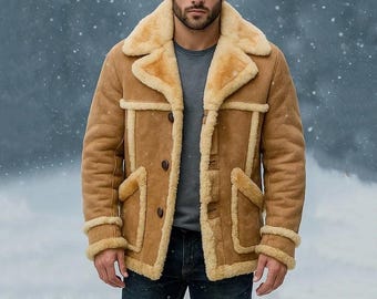 Cappotto vintage in pelle scamosciata e montone: trench in pelle di pecora fatto a mano anni '90