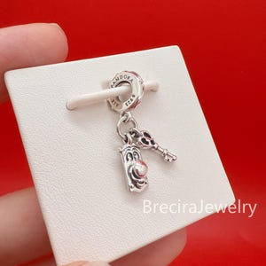 Alice in Wonderland Key & Door Knob Dangle Charm, Fits Pandora Charm Bracelet