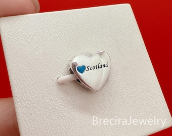 Scotland Love Heart Charm for bracelet,Gift for Her,Travel Pendant