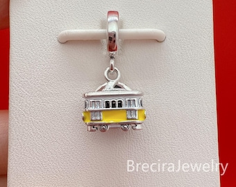 Lisbon Tram charm for bracelet,Gift for Her,Travel Pendant