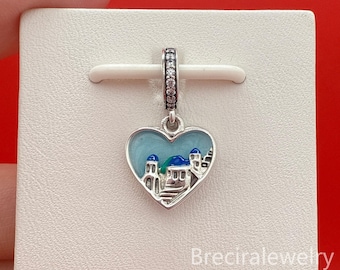 Greece Santorini Vacation Charm for bracelet,Christmas Gift for Her,Travel pendant