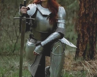 Armure de chevalier entièrement en acier pour femme faite main, costume de cosplay GN