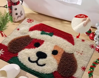 現在、この商品の在庫はありません - Etsy ブルーシノワズリー フレンチブルドッグ クリスマスドアマット、グランドミレニアルクリスマスフレンチドッグドアマット、玄関ポーチ屋内屋