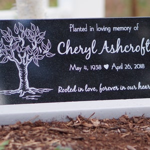 Tree Planting Memorial Plaque Engraved Granite Customized Upright for Garden Memorial Ceremony Outdoor Base Stand
