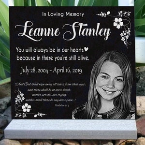 Affordable Memorial Headstone Customized Photo Lost Loved One Engraved Granite Stone Temporary or Garden Tombstone  Plaque